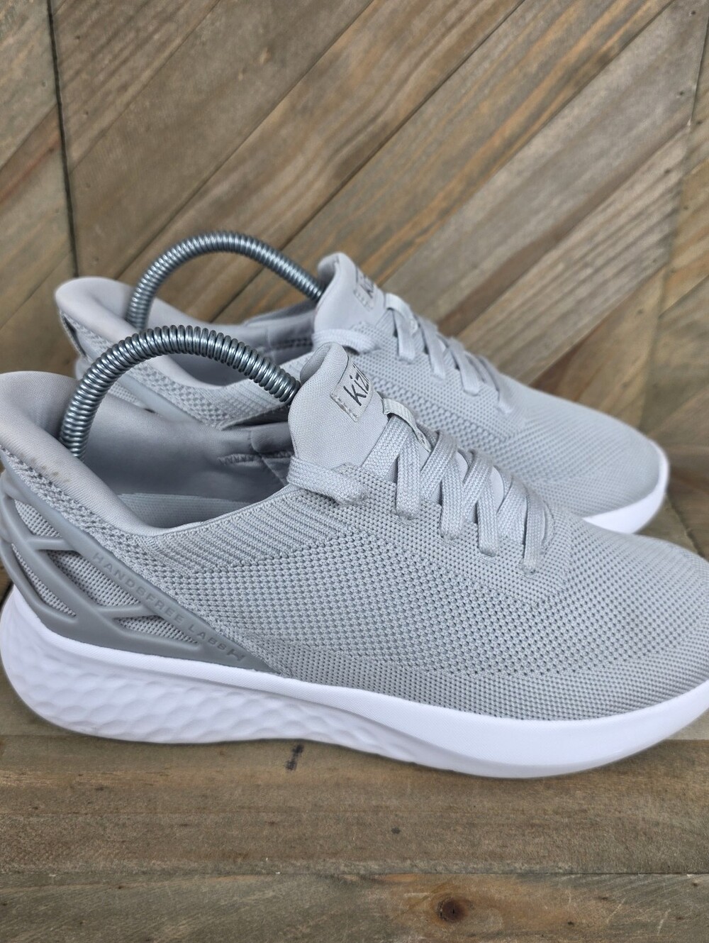 Kizik Athens Womens Athletic Hands Free Sneakers Size 8 Gray White Lace Up